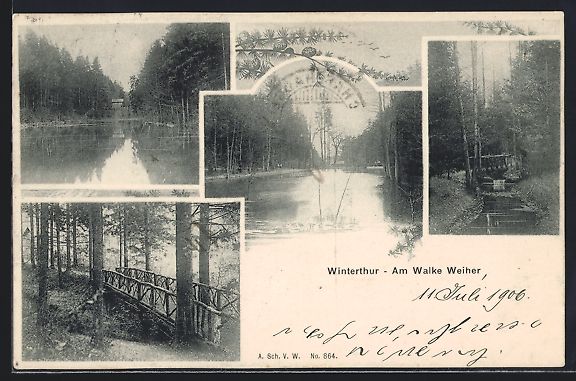 Cartoline postali: Winterthur, vier Ansichten des Walke Wei – Usato da Berlin venduto da bartko-reher