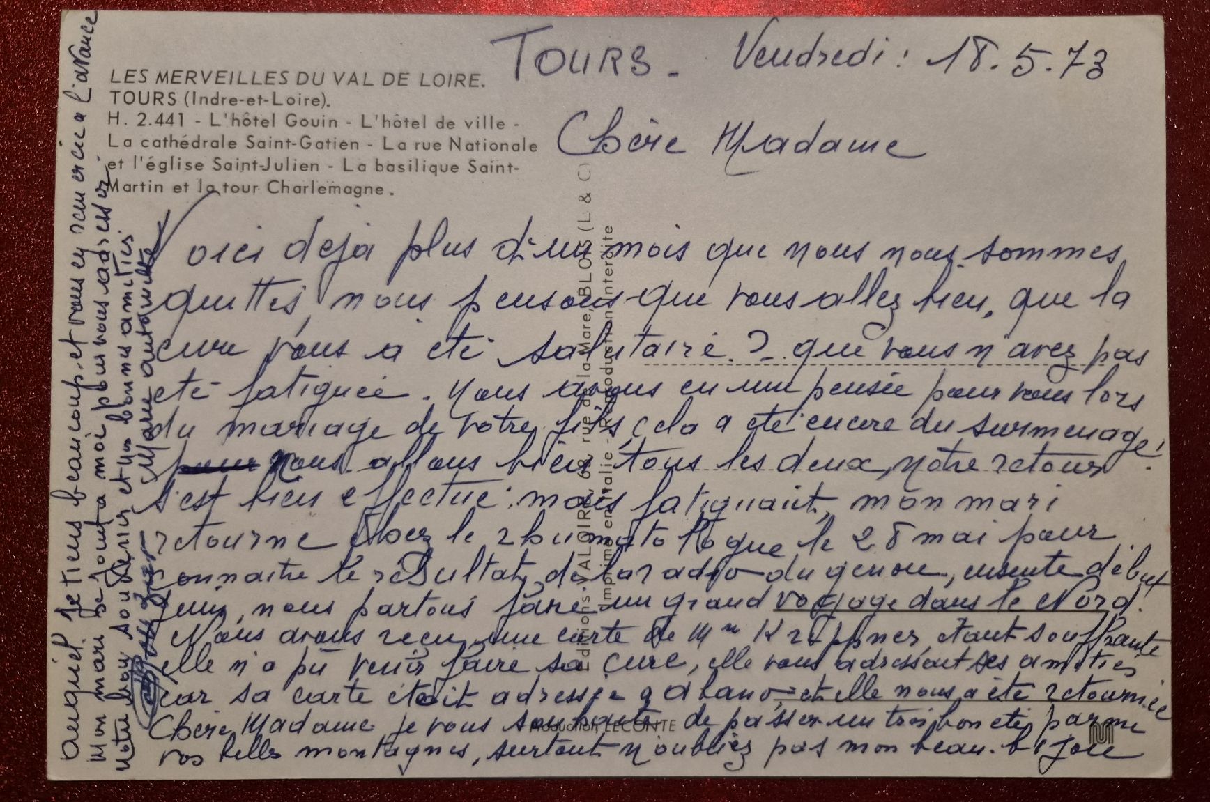 Cartoline postali: Tours Frankreich 1973 – Usato da Melchnau venduto da Arthurius 1