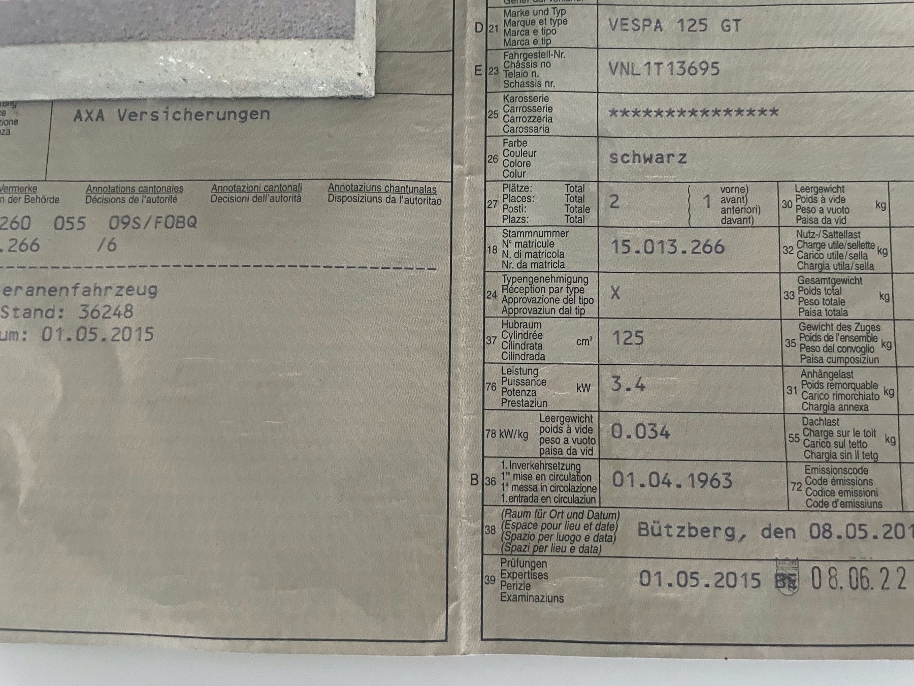 Piaggio Strada: Vespa 125 GT  VNL 1T – Usato da Bützberg venduto da Erbabu 3