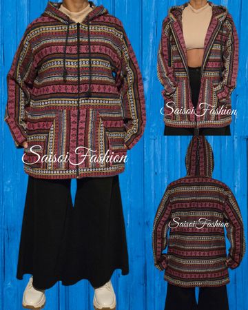 Herbst Hippie Ethno,Hoodie Jacke  Mantel Gr.M 100%Baumwolle