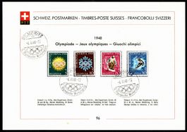 Sammelblatt Nr. 96 Olympiade von 1948 mit Sonderstempel