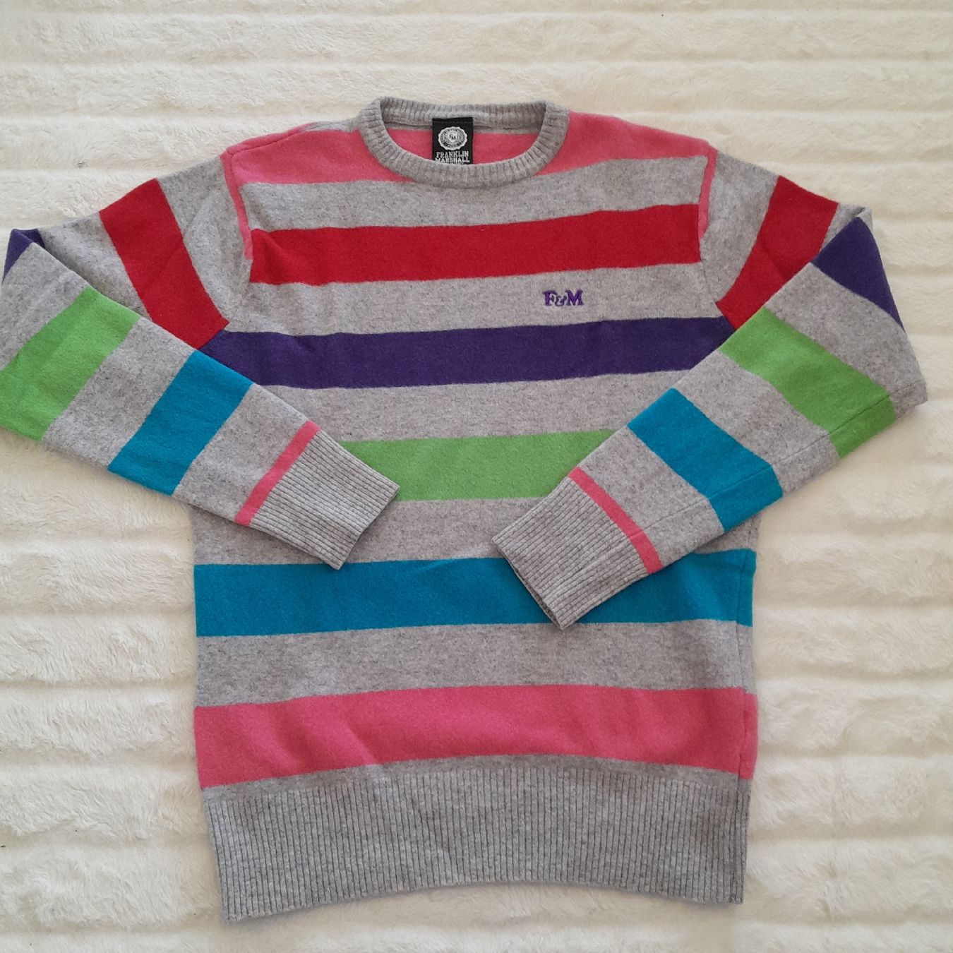 Pulls & Sweat-shirts: Pull Franklin Marshall, laine vierge, rayures multicolores. – D'occasion à Renens VD par ser_j2fn 1