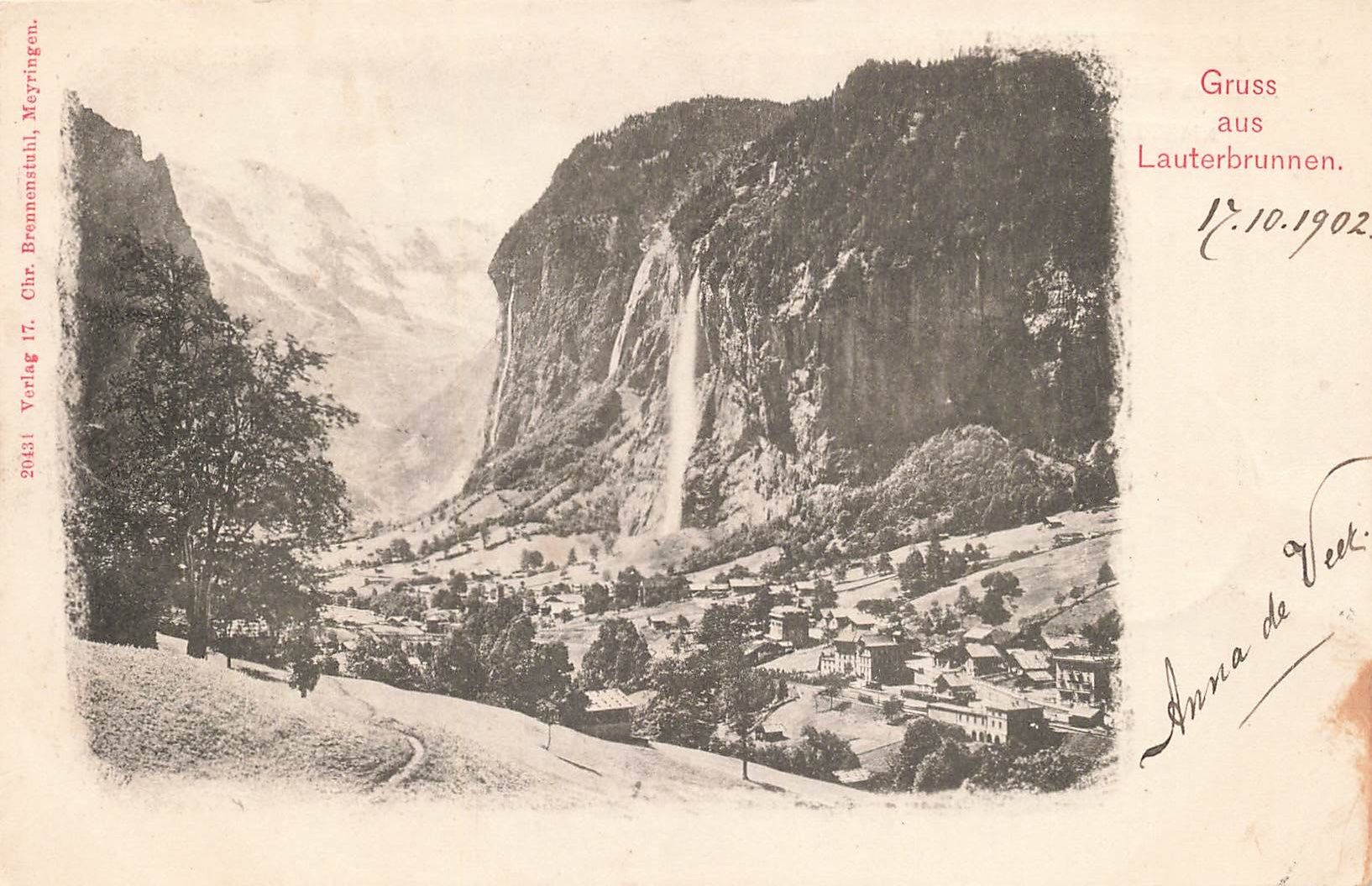 Cartoline postali: Lauterbrunnen BE Tal mit Wasserfall – Usato da Biasca venduto da Blenio71