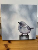 Spatz, Öl auf Leinwand, 30x30x4cm Original Gemälde