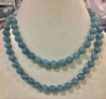 91cm Statement Aquamarin Edelsteinkette Collier Aigue-Marine