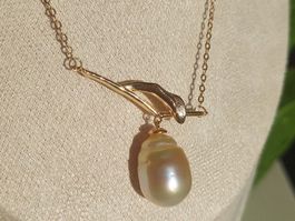 Südsee-Perlenkette mit Edelstahl – barock & elegant