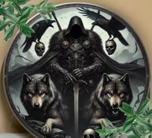 Metallschild Odin Hugin Munin Fenrir Rund 20cm Durchmesser