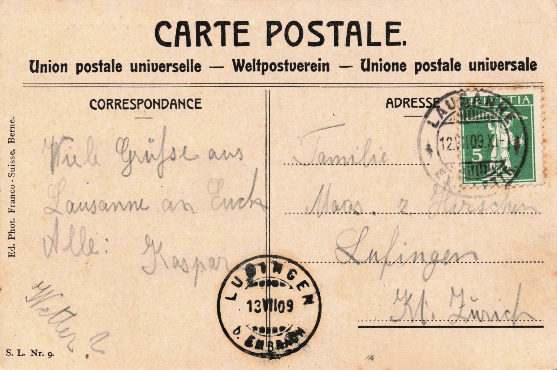 Cartoline postali: Lausanne le theatre avenue – Usato da Biasca venduto da Blenio71 1