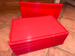 16 Rote Deckel zu Stapelboxen / Eurobehälter 400x600mm