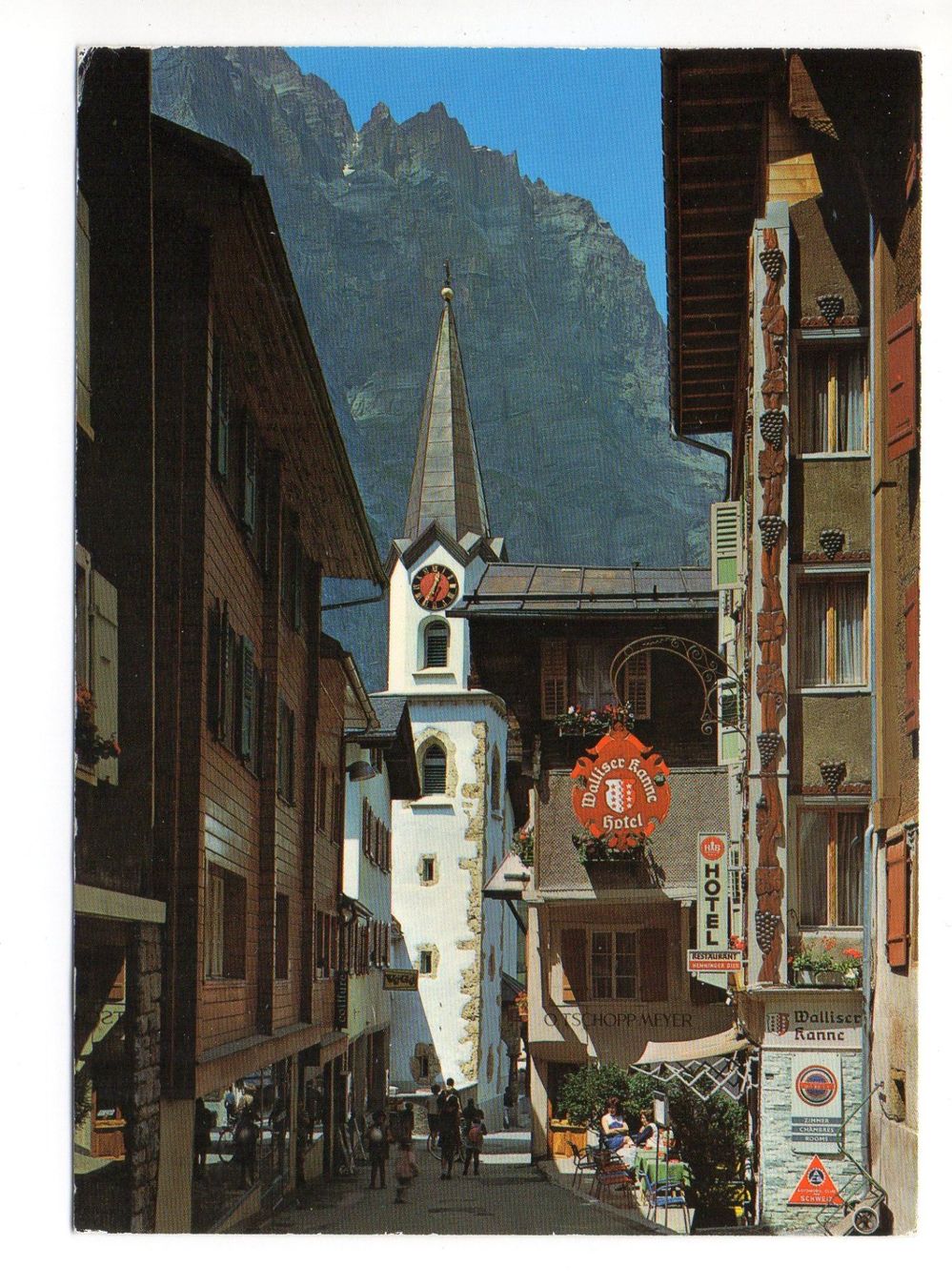 Cartoline postali: LEUKERBAD Dorfstrasse mit Leeshörner – Usato da Jona venduto da philajona