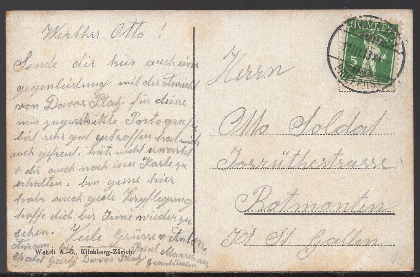 Cartoline postali: DAVOS  und  Schatzalp  1913 – Usato da Aarau venduto da kufi44 1