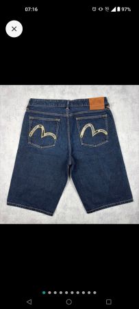 Short Denim Evisu Embroidered Seagull Paisley bleu - W34