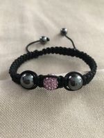 Shamballa Armband schwarz/grau/lila - Neu