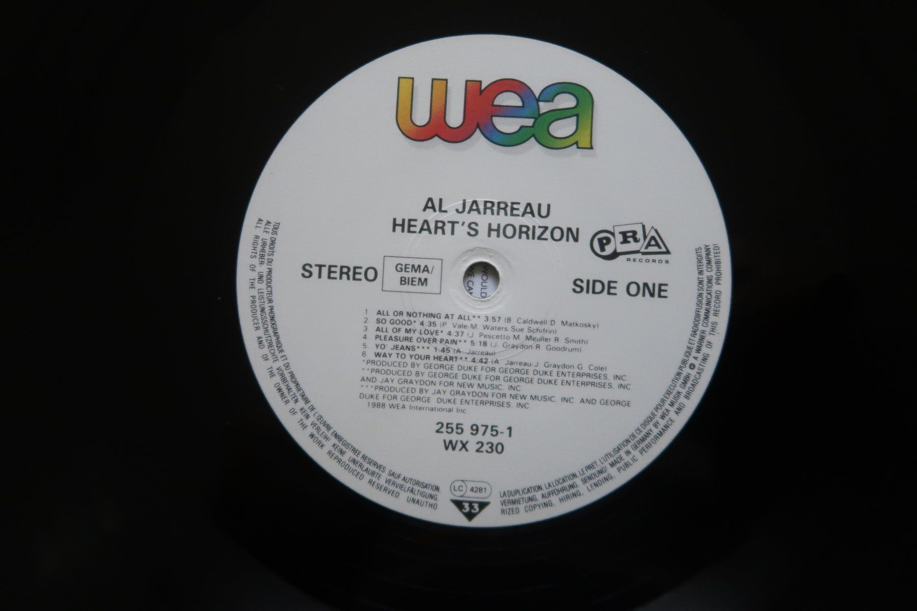 Schallplatten: AL JARREAU - HEART'S HORIZON - VINYL LP – Gebraucht aus Basel von Patiscat 2