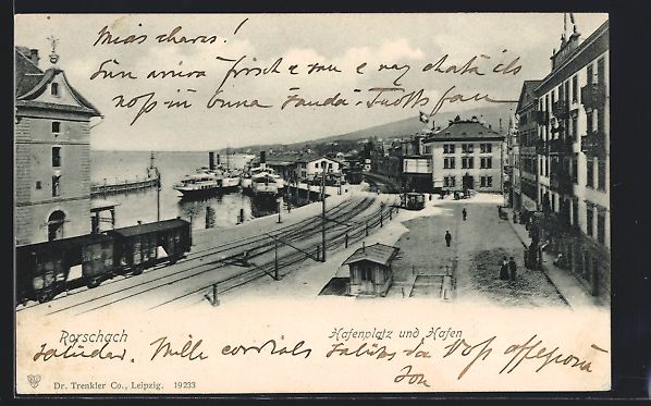 Cartoline postali: AK Rorschach, Hafenplatz und Hafen, 1906 – Usato da Berlin venduto da bartko-reher