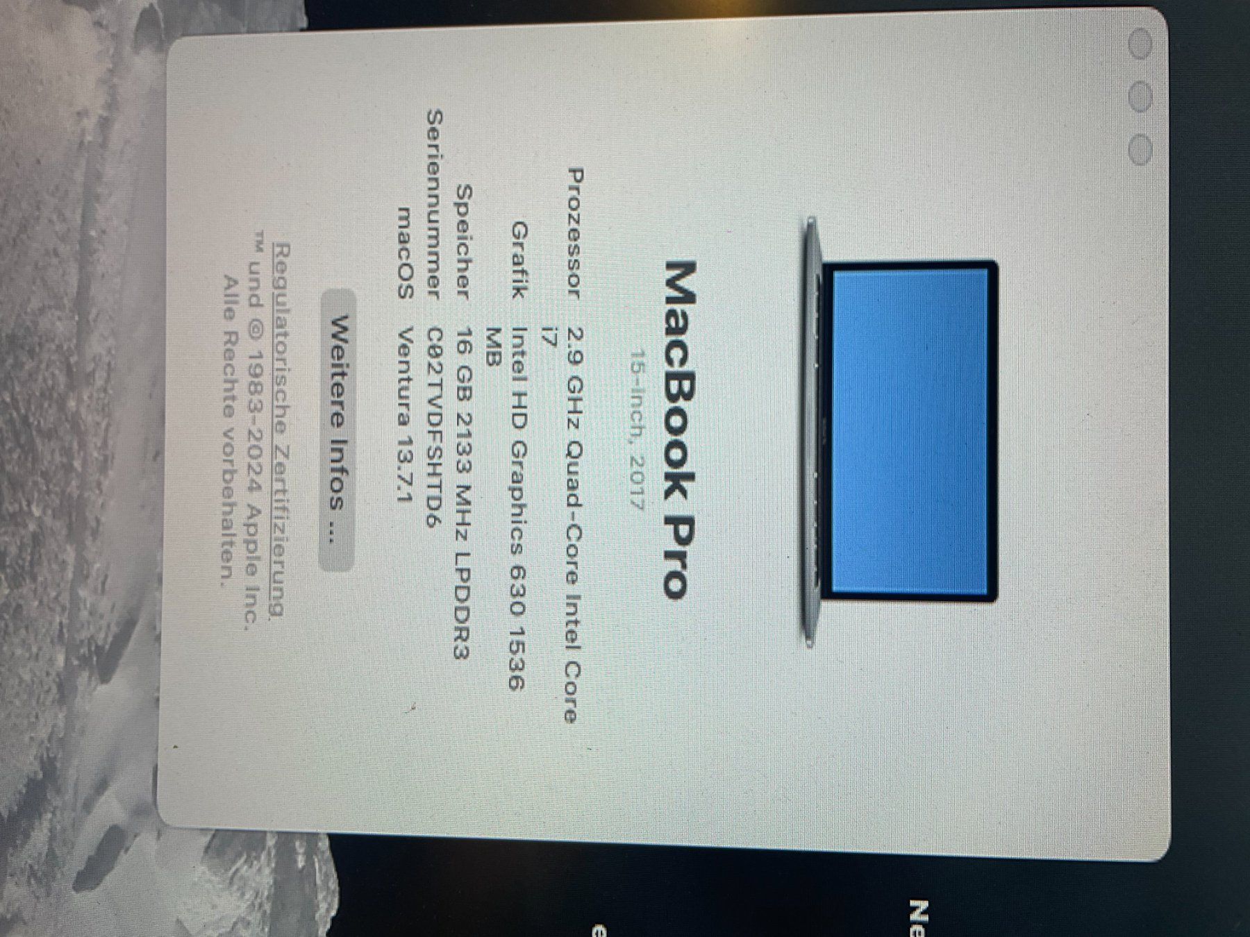 Apple Notebooks: MacBook Pro 15-inch, 2017 – Gebraucht aus Zürich von ste_czw8 2