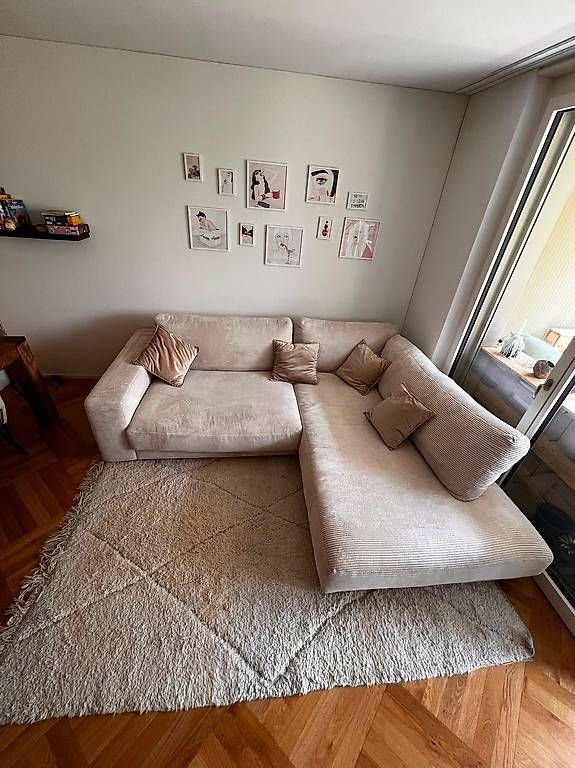 Divani: Cord Ecksofa beige mit Zierkissen – Nuovo (secondo la descrizione) da Zürich venduto da milinda 1