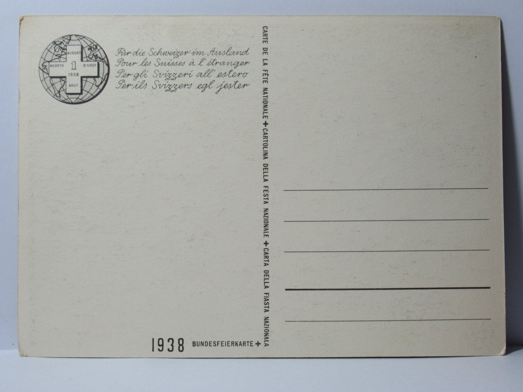 Ansichtskarten: Bundesfeier - Postkarte  1938 – Neu (gemäss Beschreibung) aus Grenchen von Bluemchen1900 1