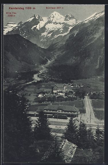 Cartoline postali: Kandersteg, Totalansicht mit Blümlisalp – Usato da Berlin venduto da bartko-reher