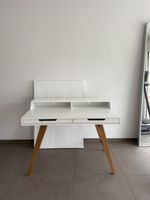 WESTWING Holz Schreibtisch weiss mit 2 Schubladen
