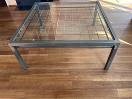 Couchtisch Metall mit Glasplatte quadratisch gebraucht