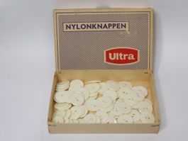 60 Vintage Knöpfe Nylon, Knopf Weiss