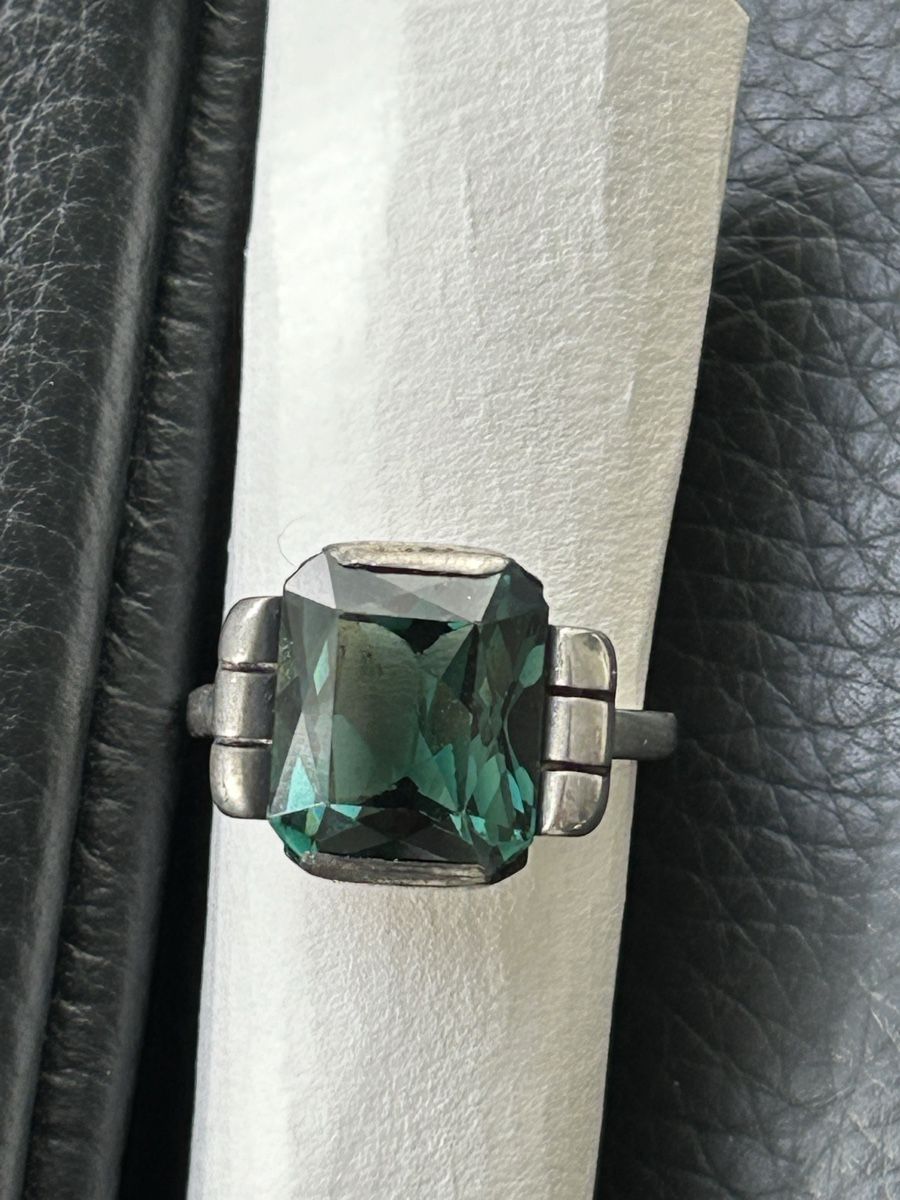 Anelli: Ring Art Deco Silber mit grünem Stein – Usato da Reinach BL venduto da meinstil 1