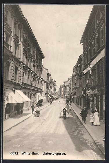 Cartoline postali: Winterthur, Untertorgasse, Kinderwagen,  – Usato da Berlin venduto da bartko-reher