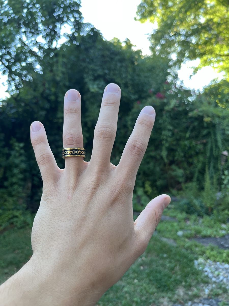 Bagues: Ring Edelstahl Muster Gold Schwarz Modeschmuck 17mm – Neuf (Voir description) à Tägerwilen par Alexander716 2