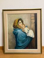62.5x73.5/ Egg./ handgemaltes Ölgemälde Madonna mit Jesus
