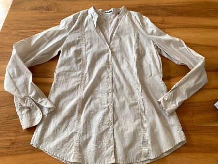 MARC O POLO Bluse beige Bluse mit weissen Ornamenten Gr. 40
