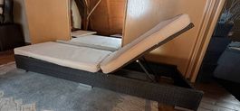  2Stk. ALU-Rattan Liegestühle Schwarz