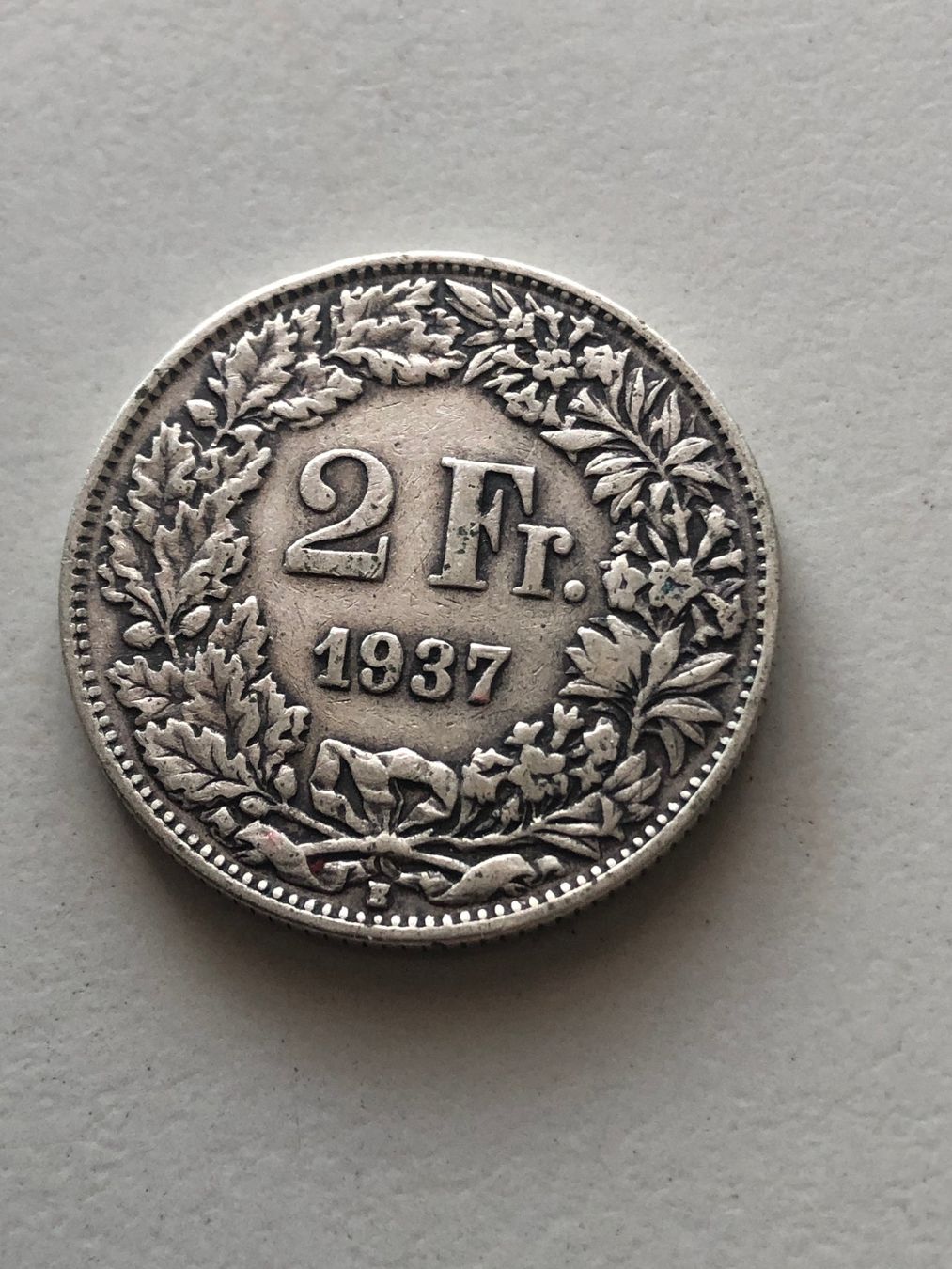 Alle Münzen: 2 Fr. 1937 – Gebraucht aus Schötz von Odpa