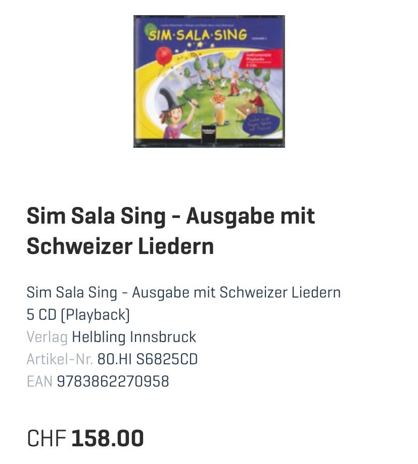 CDs: Sim Sala Sing - Schweizer Lieder CD - Top Zustand 🎶 – Neu und originalverpackt aus Gerlikon von jabadabadu