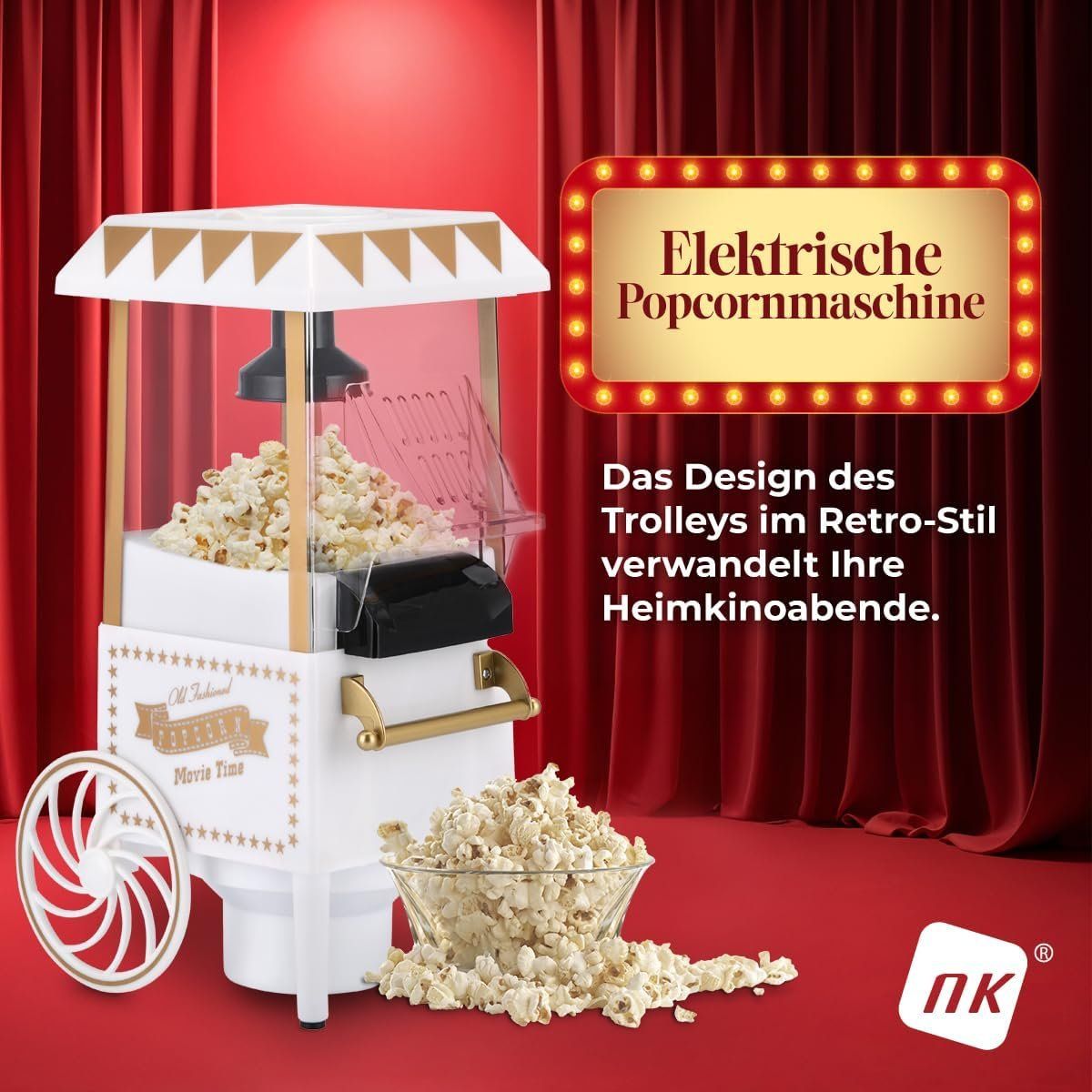 Küchengeräte: Popcorn Maker Heissluft Retro Popcornmaschine 1200W Schwarz – Neu und originalverpackt aus Wittenbach von VELARO 1
