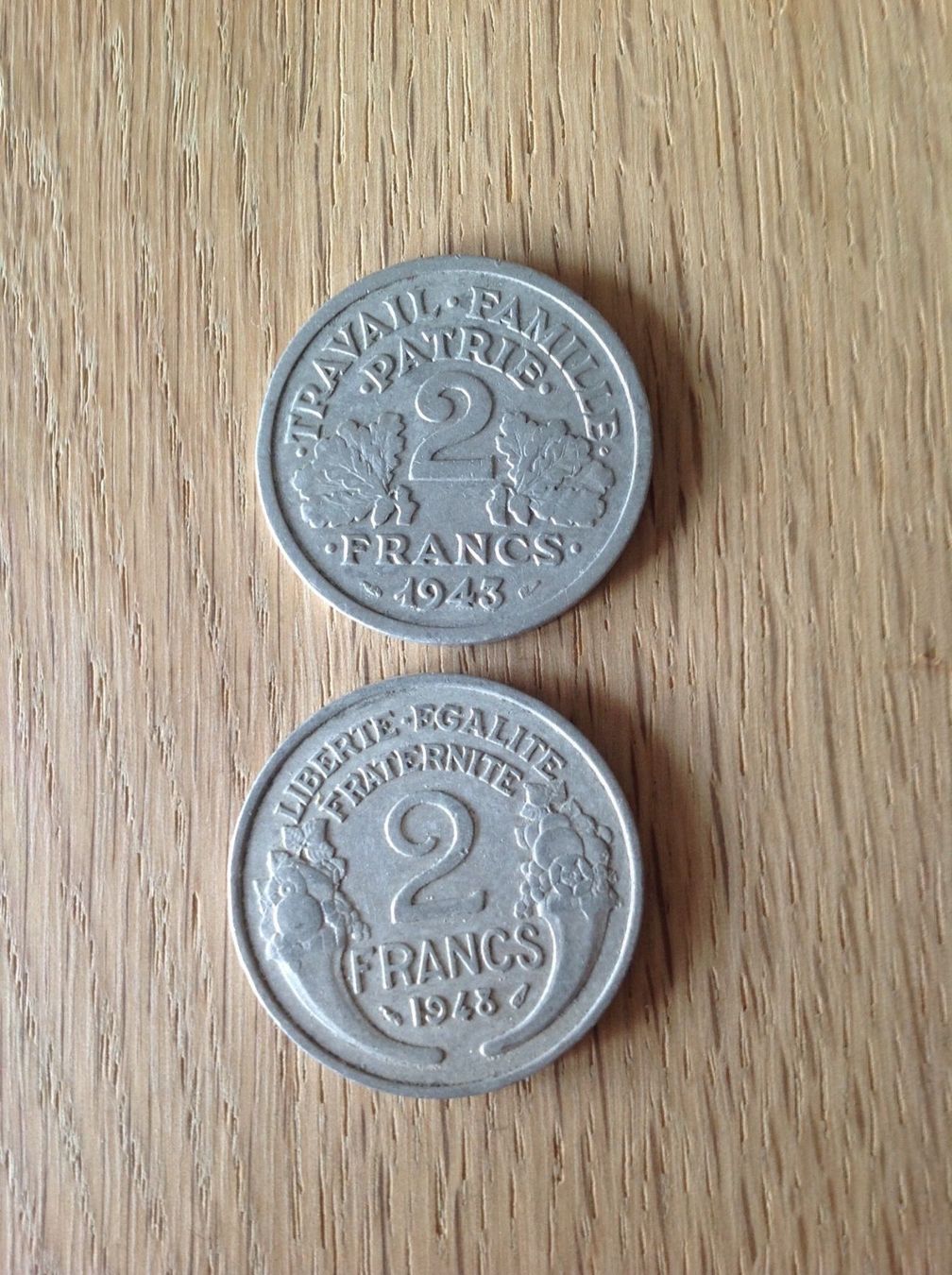 Alle Münzen: Deux pièces de 2 franc français TB – Gebraucht aus Villars-sur-Glâne von Graca03