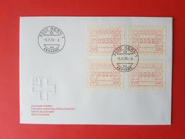 Lettre 1er jour, Ersttagbrief, Sicherheitsunterdruck 1990