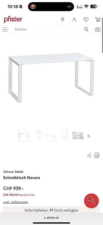 Pfister Schreibtische: Glas-Schreibtisch von Pfister – Gebraucht aus Männedorf von javi020