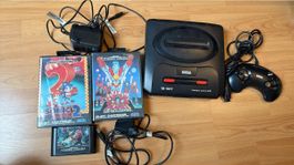 Sega Mega Drive II mit Spielen und Zubehör