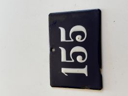 Emailleschild Hausnummer 155 blau weiss gebraucht(2S7)