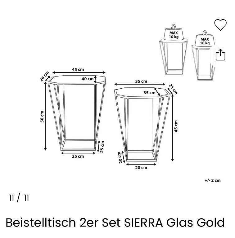 Set di tavolo e panche: 2er Set Beistelltisch/Couchtisch Glas Gold – Usato da Lenzburg venduto da luna_47 1