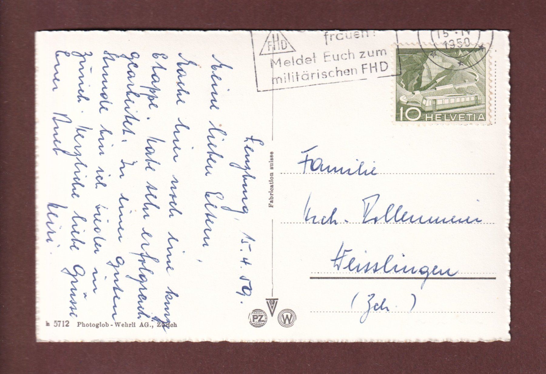 Cartoline postali: LENZBURG - Schloss - 1950 – Usato da Pully venduto da nicecards-shop 1