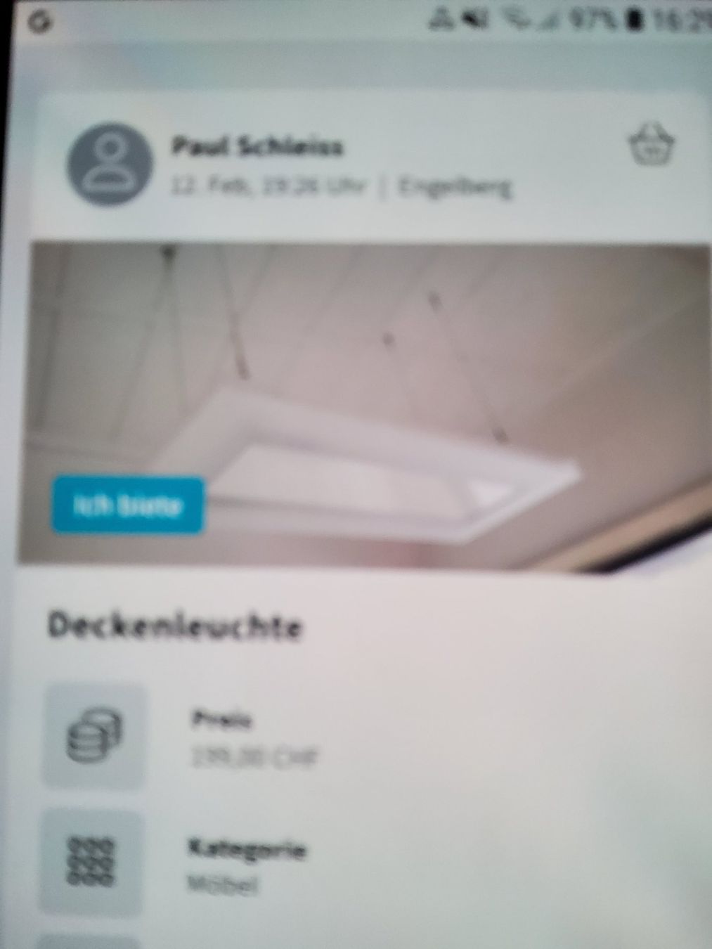 Kronleuchter & Deckenlampen: Deckenleuchte – Gebraucht aus Engelberg von rib_w8wj