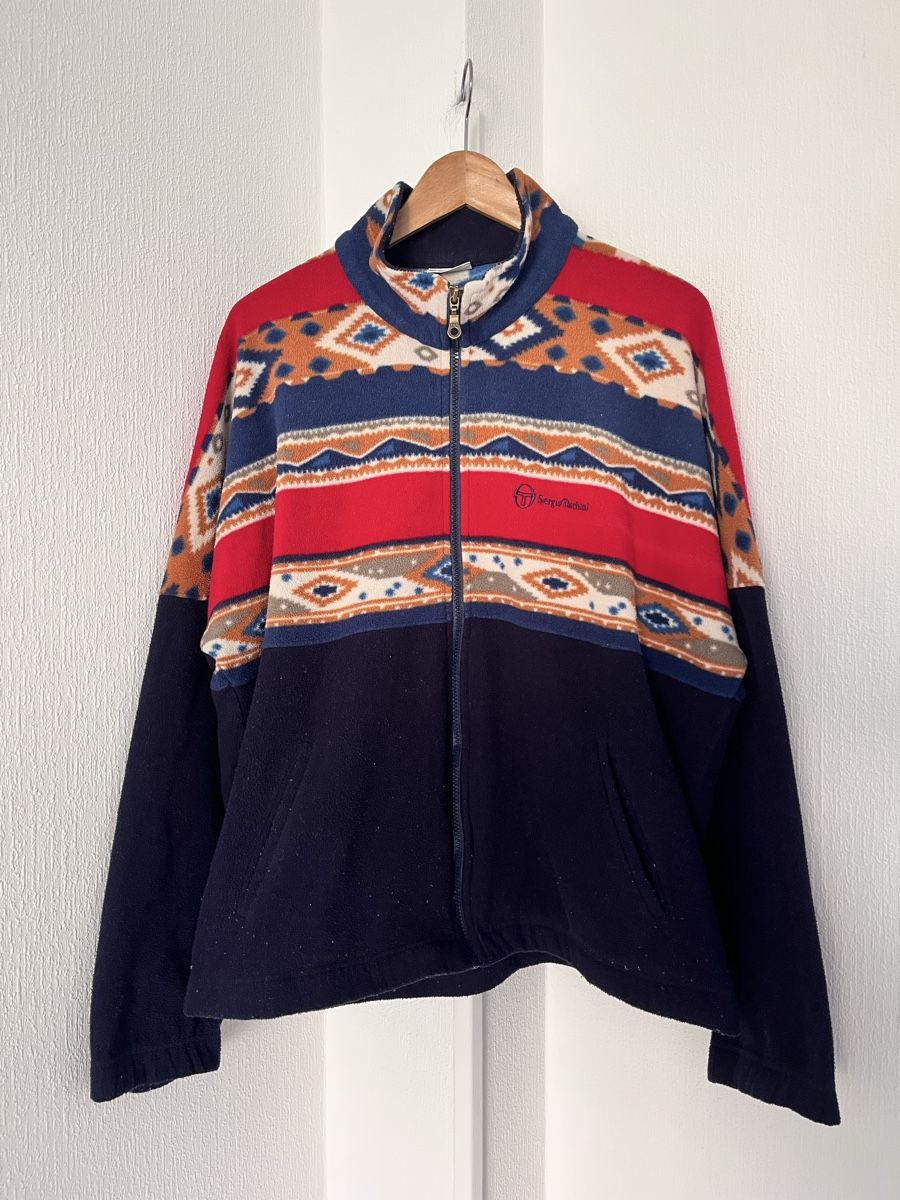 Pullover & Sweatshirts: Vintage Sergio Tacchini Fleece Jacket Patterned Size L  – Gebraucht aus Lausanne von Danash