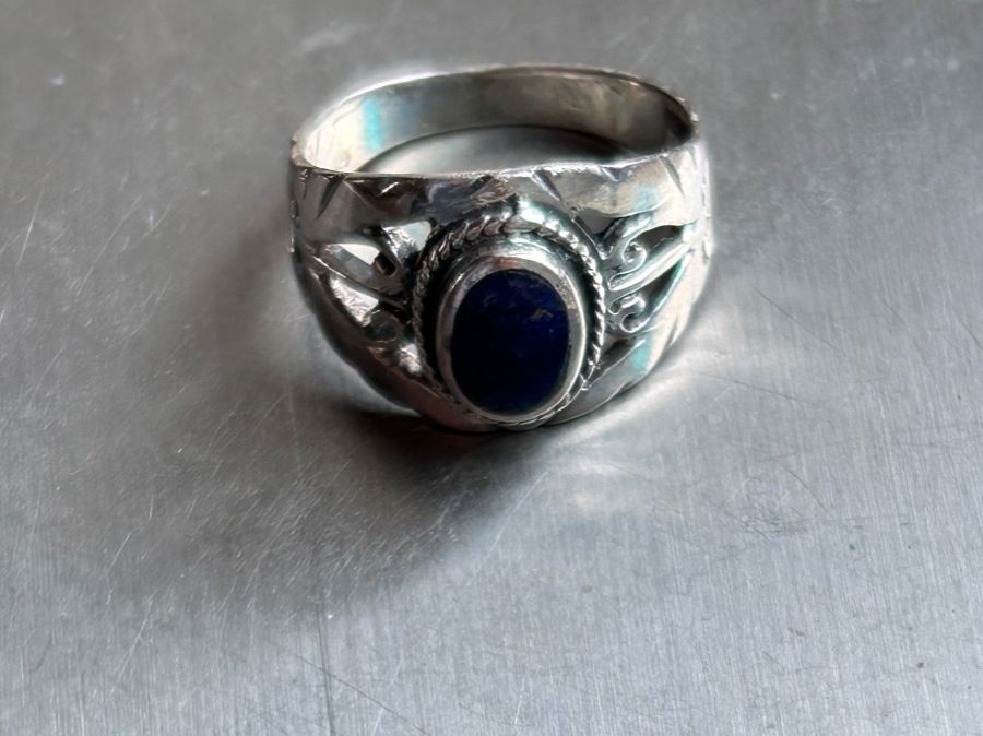 Ringe: Silberring Lapislazuli-Stein ovaler Schnörkel (51) – Gebraucht aus Dittingen von Bellevista 8