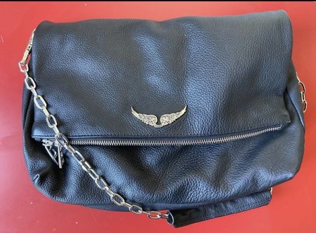 Zadig & Voltaire Rocky Leder Tasche Schwarz – Silberne Wings