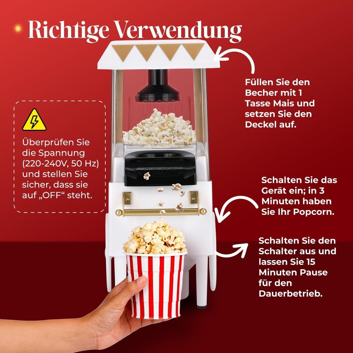 Küchengeräte: Popcorn Maker Heissluft Retro Popcornmaschine 1200W Schwarz – Neu und originalverpackt aus Wittenbach von VELARO 3