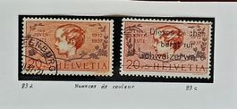 PRO JUVENTUTE 83 FARBVARIANTEN NUANCES DE COULEUR 1937 GEST.