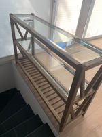 Elegante Konsole / Beistellregal aus Massivholz mit Glasplat