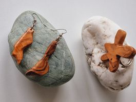 NEU Unikat Ohrringe & Fingerring Olivenholz Handarbeit